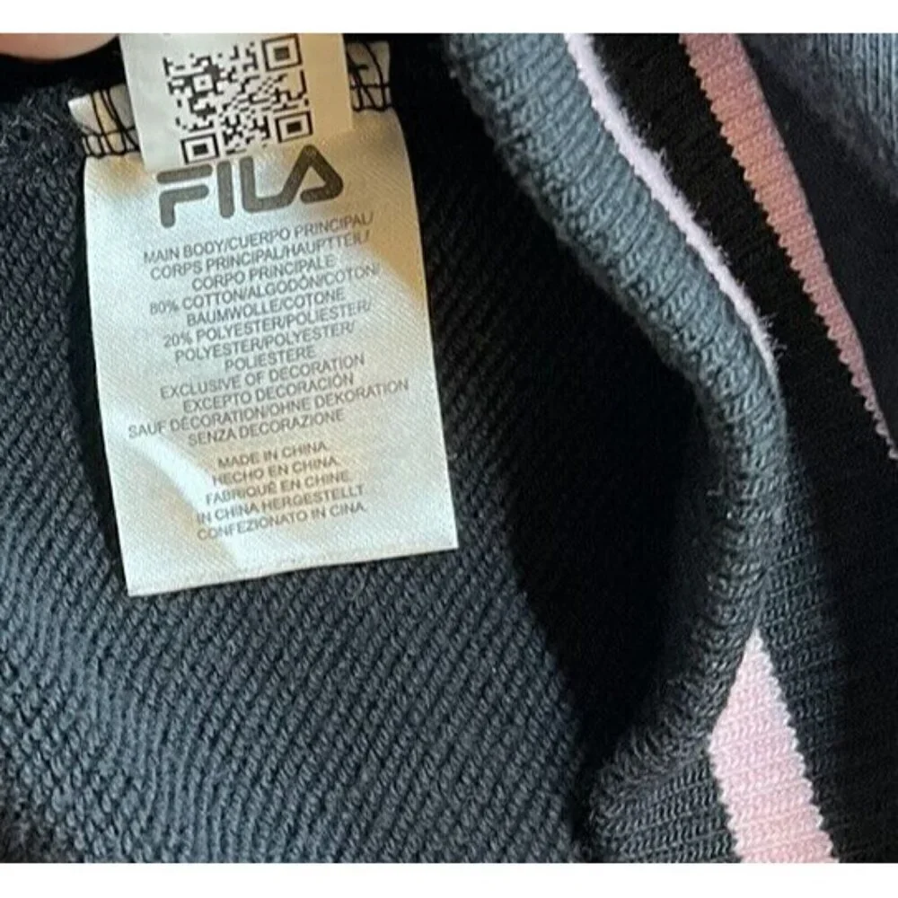 FILA Black Crewneck Multicolor Spellout Women's Sweatshirt Size Small Athletic